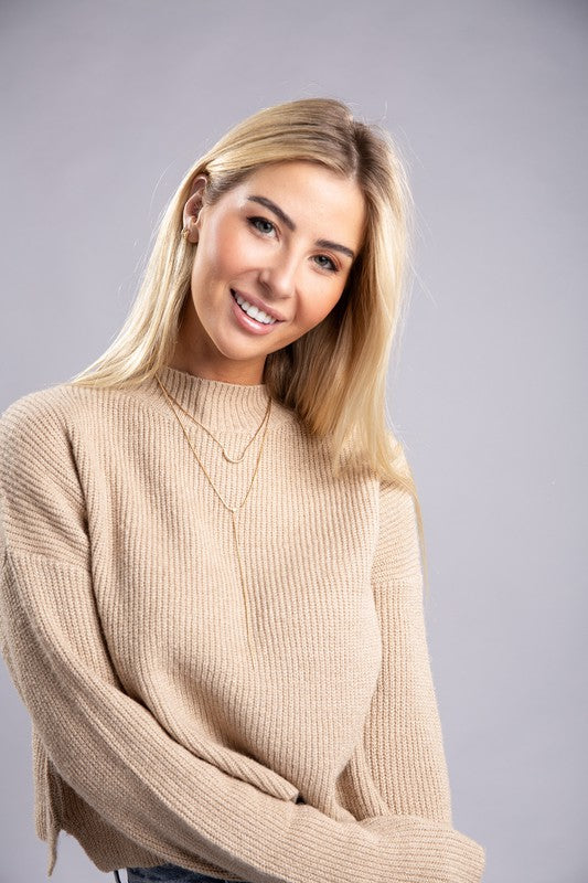 Women Mock Neck Pullover Sweater