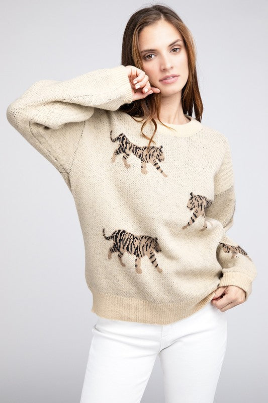 Women Tiger Pattern Sweater
