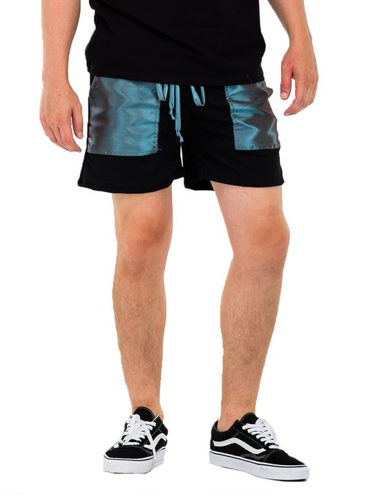 Men Peacock Iridescent Above the Knee Shorts