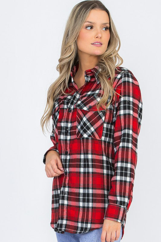 Woman Oversized Plaid Flannel