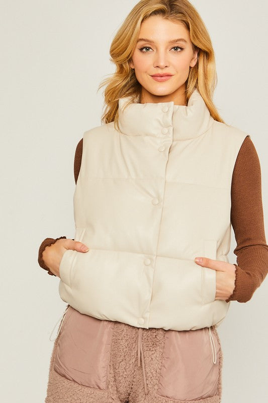 Women PU Padded Vest