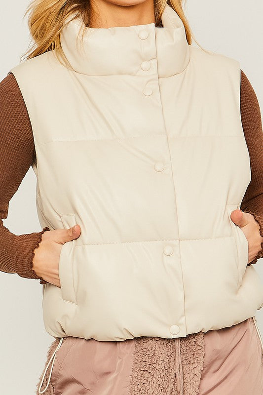 Women PU Padded Vest