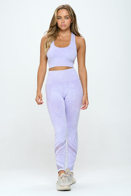 Women Seamless Two Piece Yoga mineral washed active set