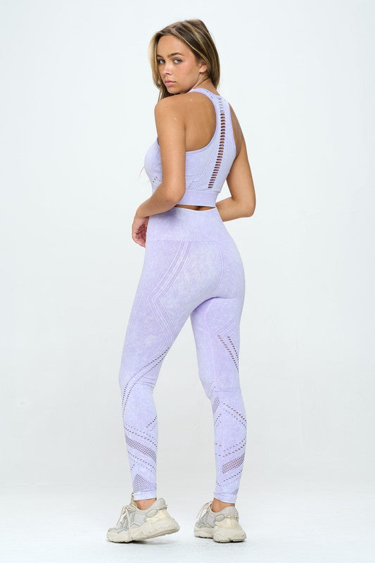 Women Seamless Two Piece Yoga mineral washed active set