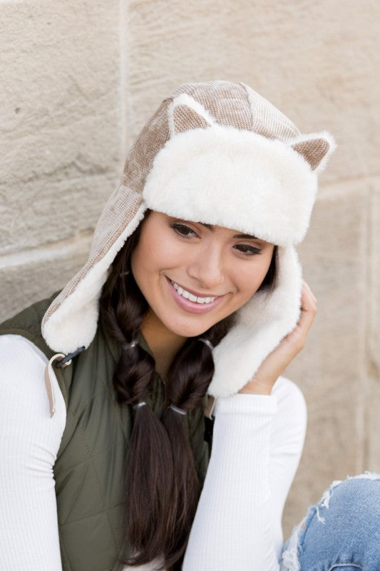 Winter Hat Kitten Ear Trapper Hat