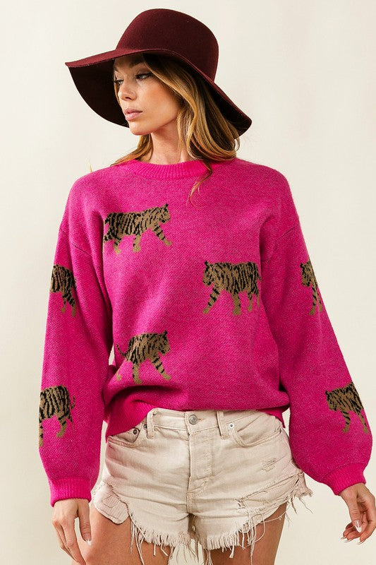 Women Tiger Pattern Sweater