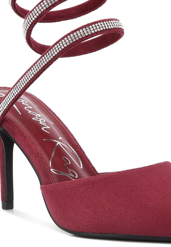Women Elvira Rhinestone Embellished Strap Up Sandals