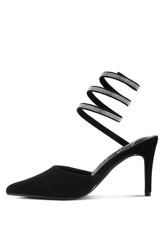 Women Elvira Rhinestone Embellished Strap Up Sandals