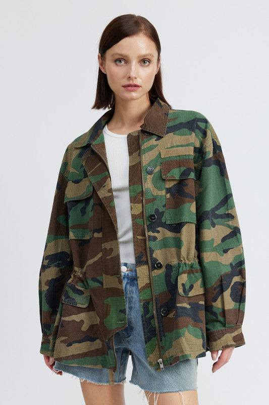 WOMEN CAMO OVERSIZED JACKET