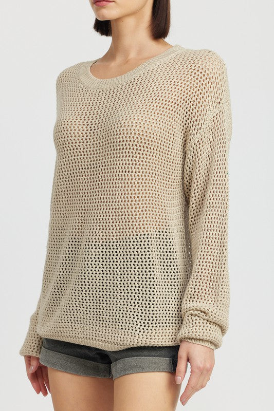 WOMEN CROCHET LONG SLEEVE TOP