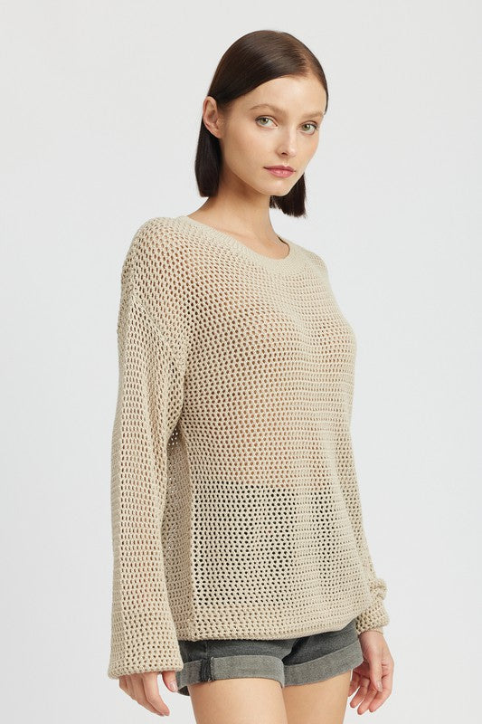 WOMEN CROCHET LONG SLEEVE TOP