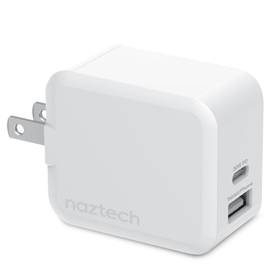 Naztech 30W USB-C PD Dual Output Fast Wall Charger