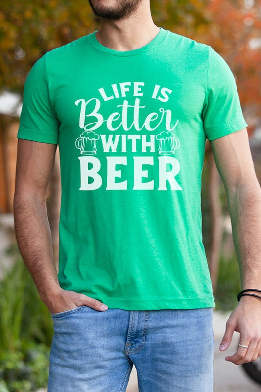 Men St Patricks Day Life Better With Beer Mens Tee