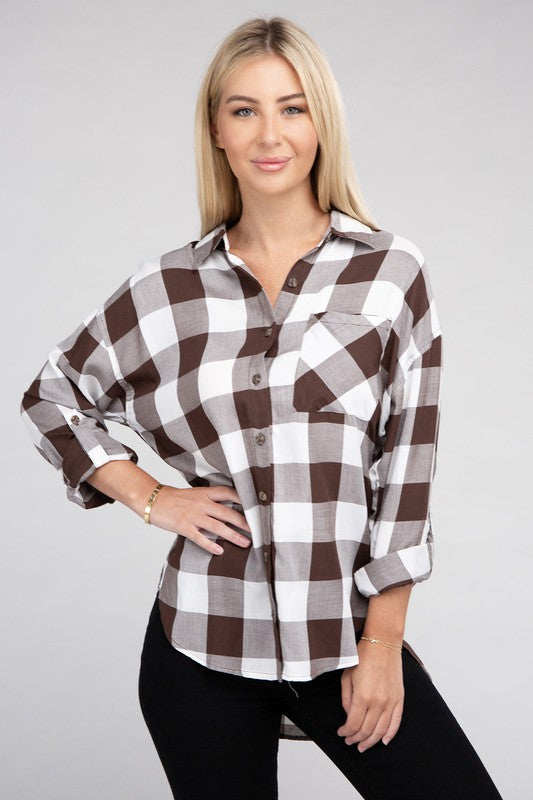 Women Classic Plaid Flannel Shirt