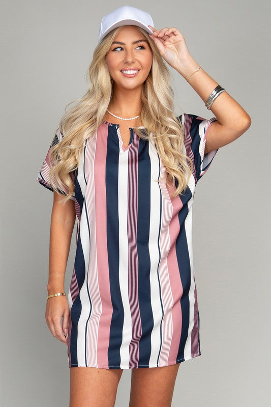Women Multi striped print Tunic Dress