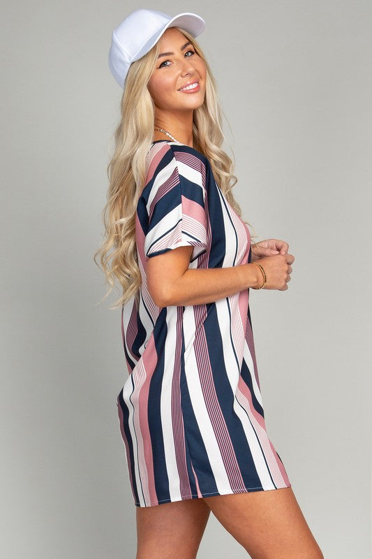 Women Multi striped print Tunic Dress