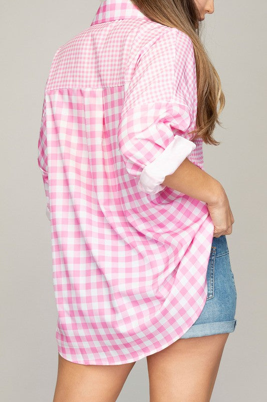 Women Plaid shirt with a pocket