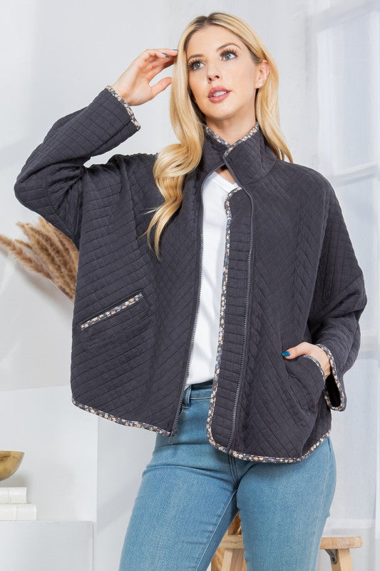 Women Quilt Jacket with Pockets