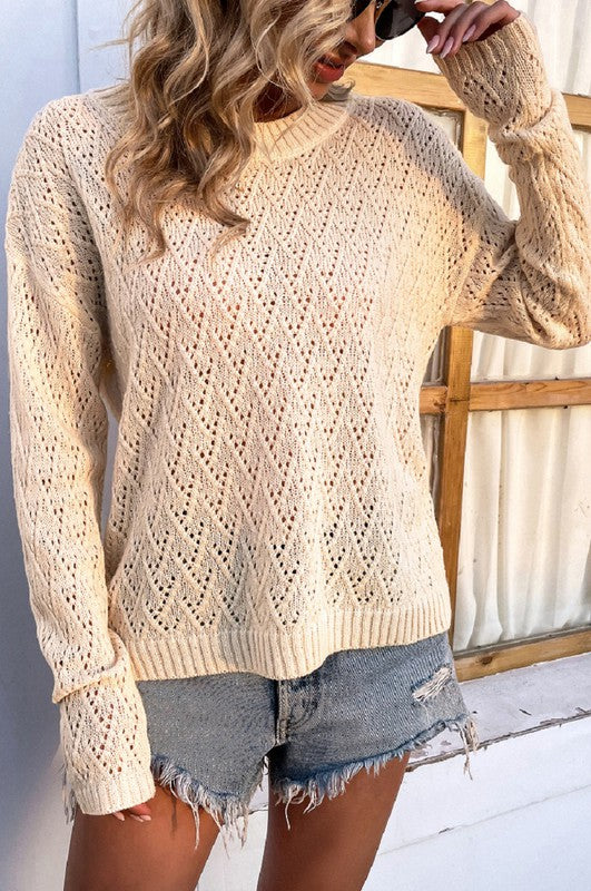 Women Crochet pullover sweater