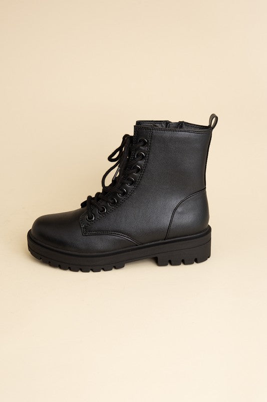 Women Black Epsom Lace-Up Boots