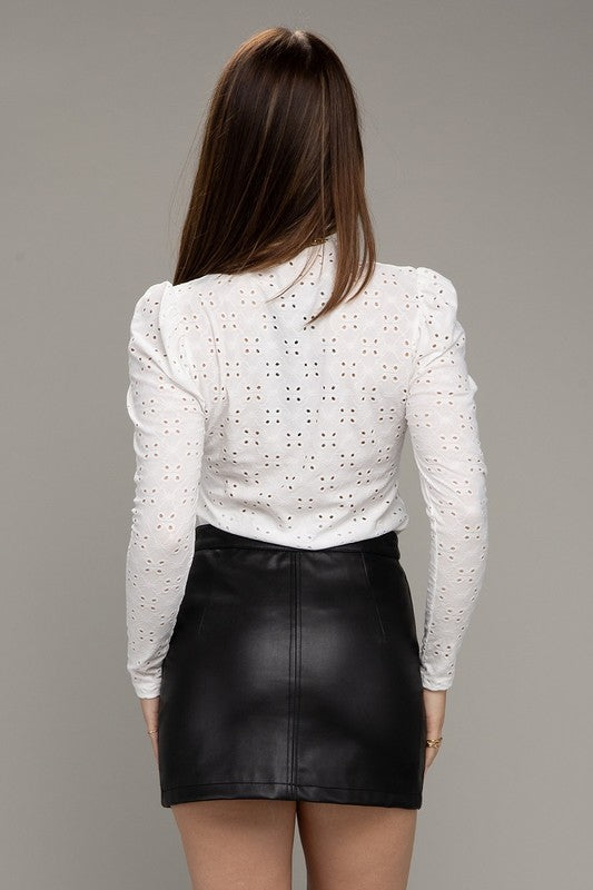 Women Lace Puff Sleeve Top