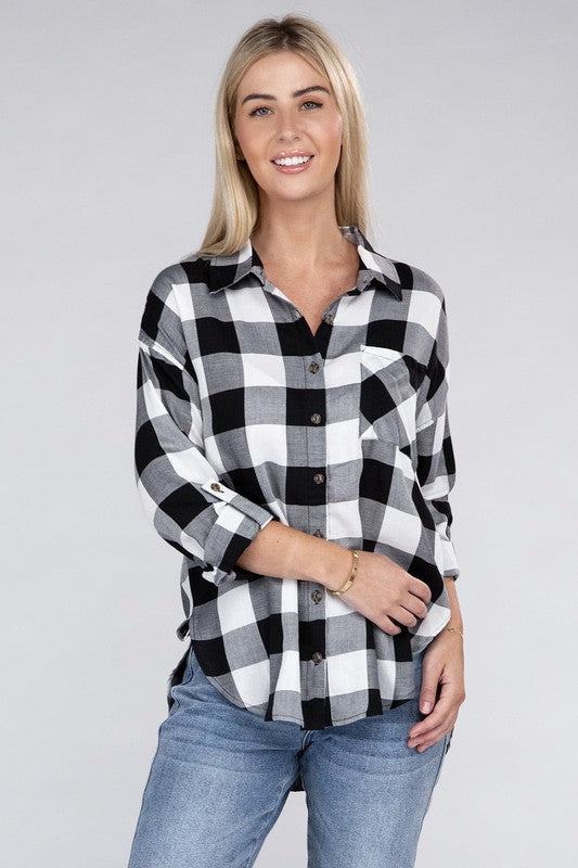 Women Classic Plaid Flannel Shirt