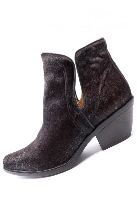 Women Western Cut Out Animal Hair Booties