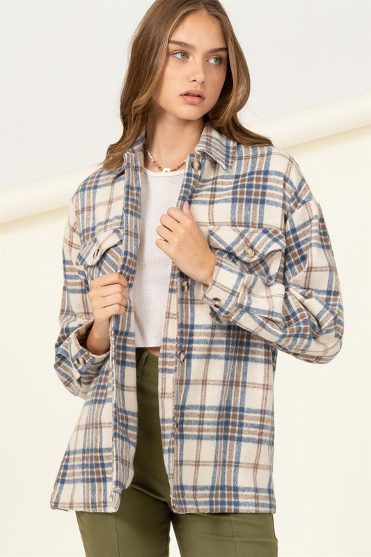 Women For Myself Checkered Print Button-Front Top