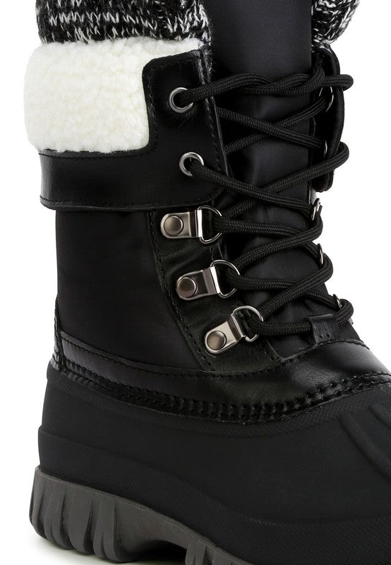 Women Delphine Knitted Collar Lace Up Boots