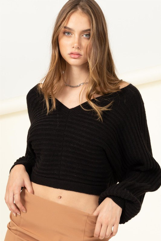 Women Simply Stunning Tie-Back Cropped Sweater Top