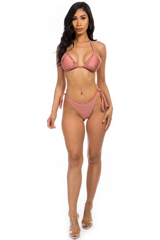 two piece bikini halter top