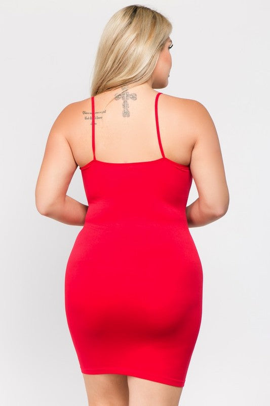 Plus Size Solid Seamless Long Cami Top/Dress