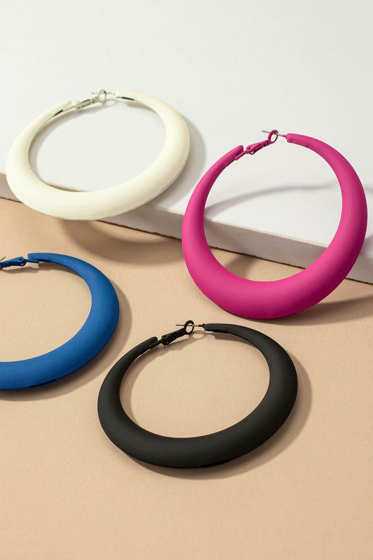 Large color puffy hoop earrings