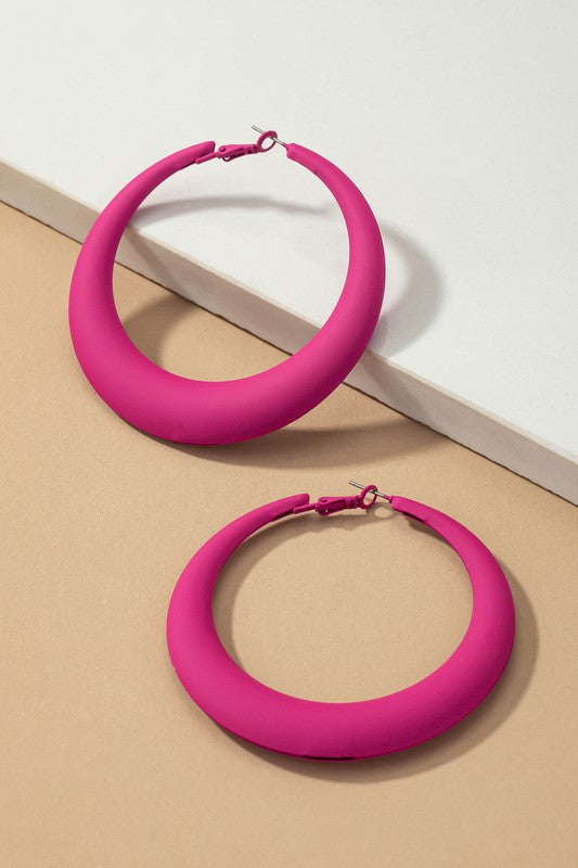 Large color puffy hoop earrings