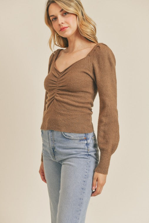 Ruched Lurex Sweater Top