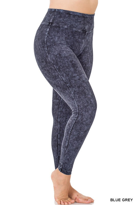 PLUS MINERAL WASHED WIDE WAISTBAND YOGA LEGGINGS