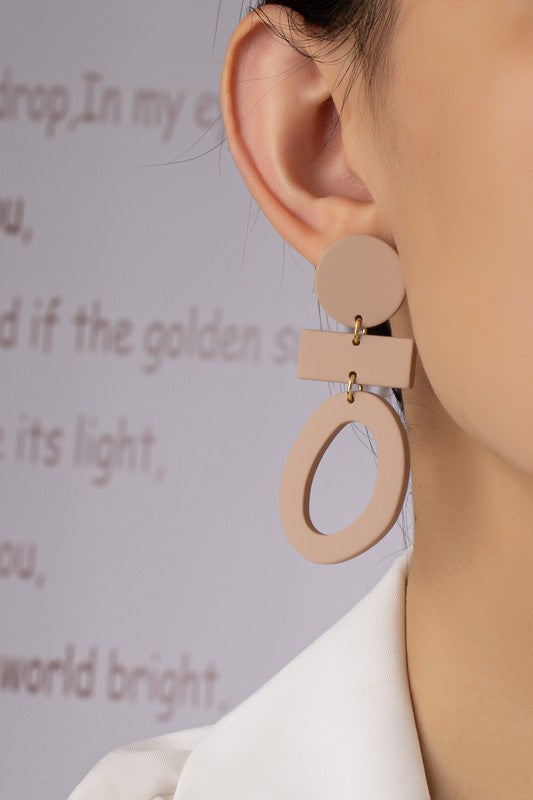 Geo shape link drop earrings
