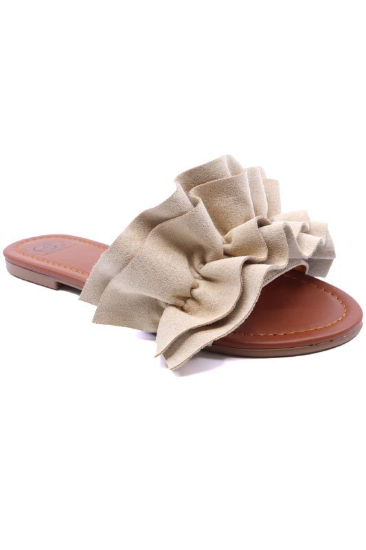 Women Ruffle slide sandal in suede colors