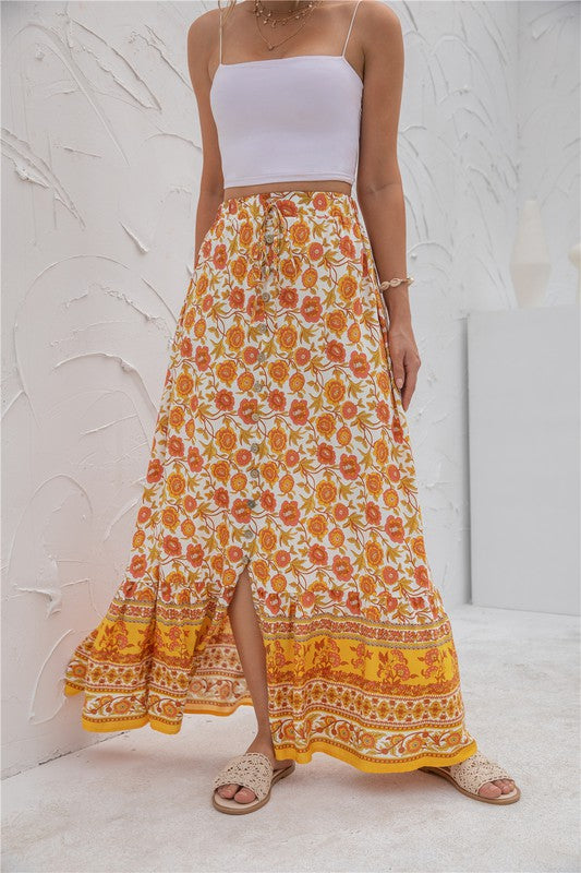 Womens Print Maxi Skirt