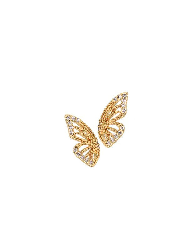 14K Gold Hollow Butterfly Earring