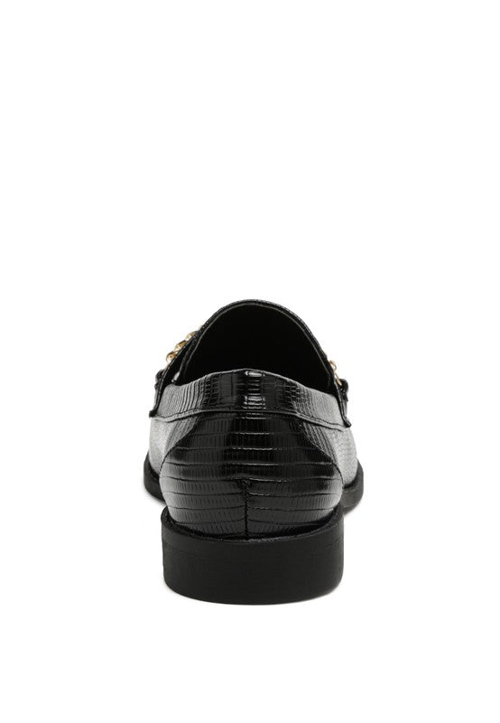 Vouse Low Block Loafers Adorned With Golden Chain