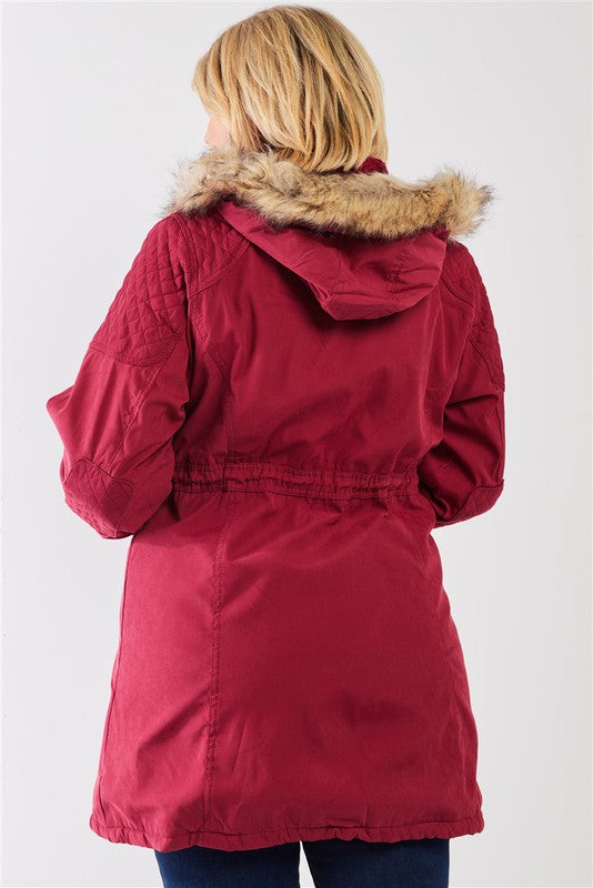 Women's Vegan Fur Cotton Twill Parka Jacket