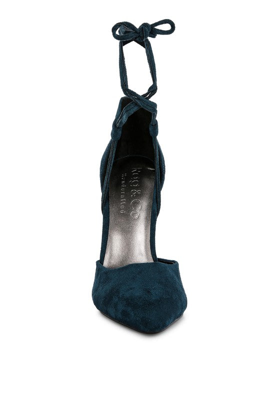 RULE BREAKER Black Lace Up Stiletto Sandals