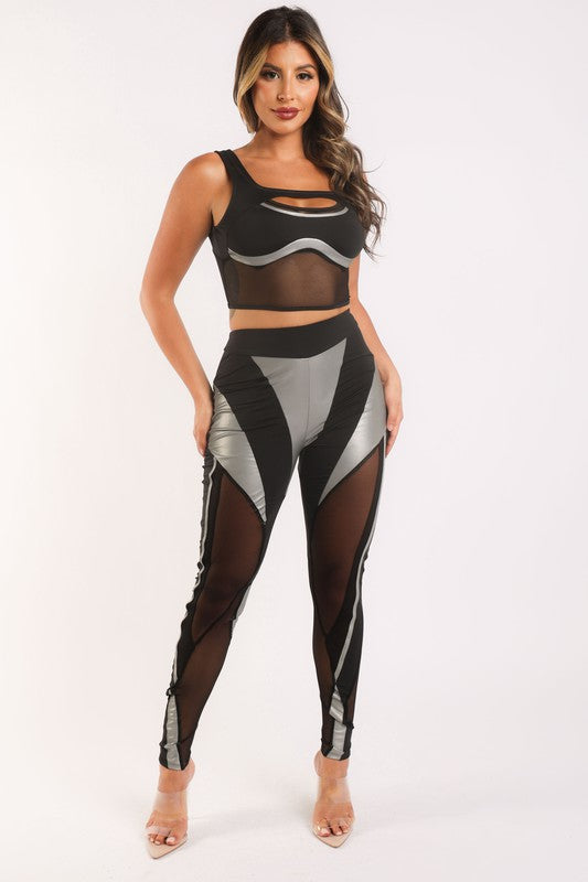 Cut Out Detailed Top and Leggings Set