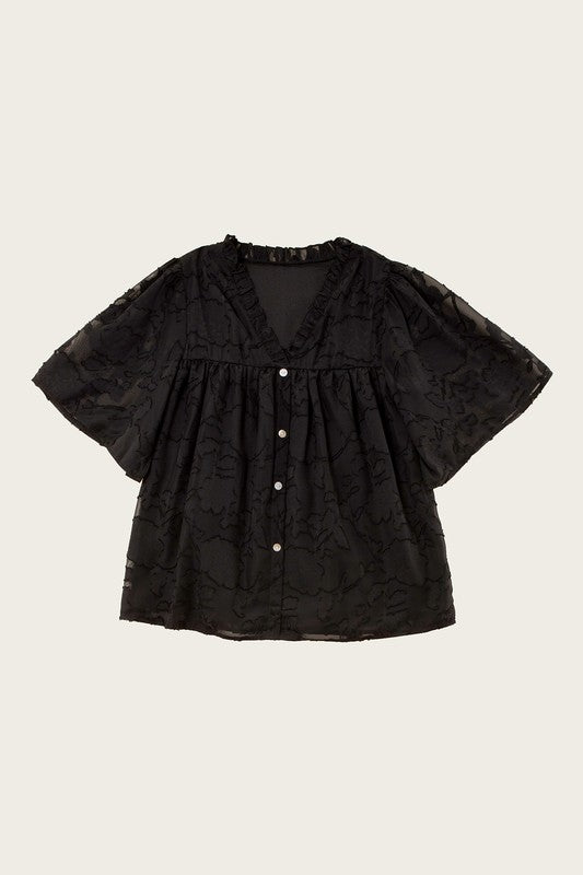 Women A line blouse with ruffle trim