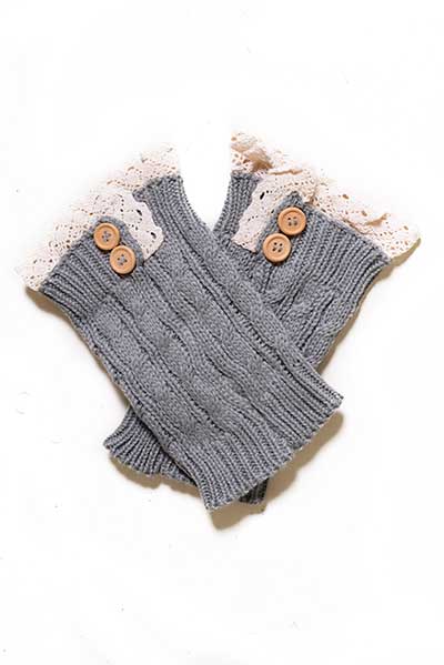 Crochet Button Trim Short Leg Warmers