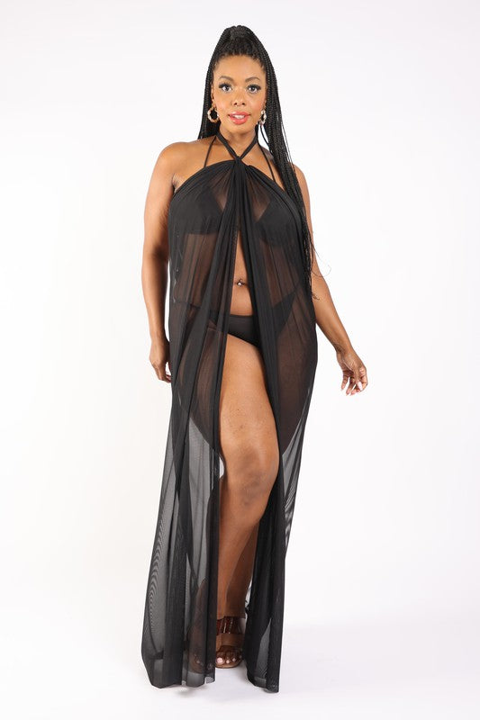 Haltered Front Slit Maxi Coverup